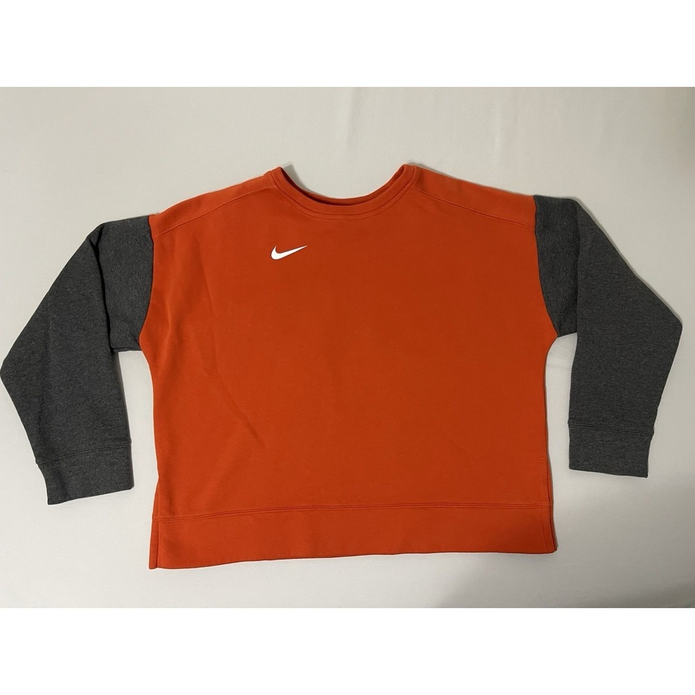 Nike Sideline Crew Neck Sweatshirt Women's XL Orange‎ Grey DH3780 Boxy Fit